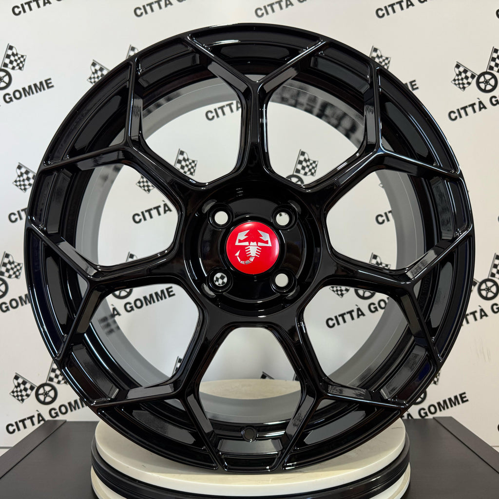 Set da 4 Cerchi in lega RACEWAY per Abarth 500 595 SS esseesse (LOGO ROSSO)