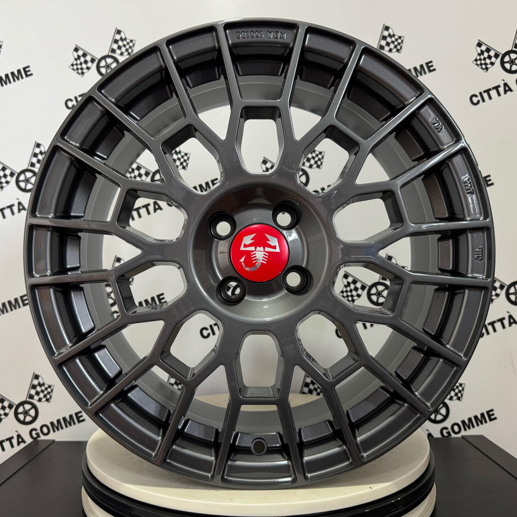 Set da 4 Cerchi in lega APX per ABARTH 124 GRANDE PUNTO (LOGO ROSSO)