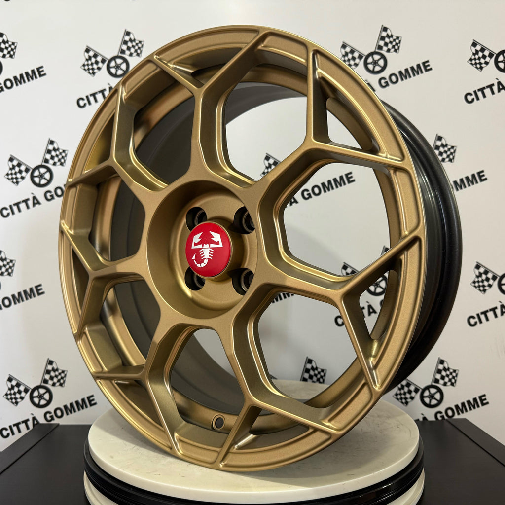Set da 4 Cerchi in lega RACEWAY per Abarth 500 595 SS esseesse (LOGO ROSSO)
