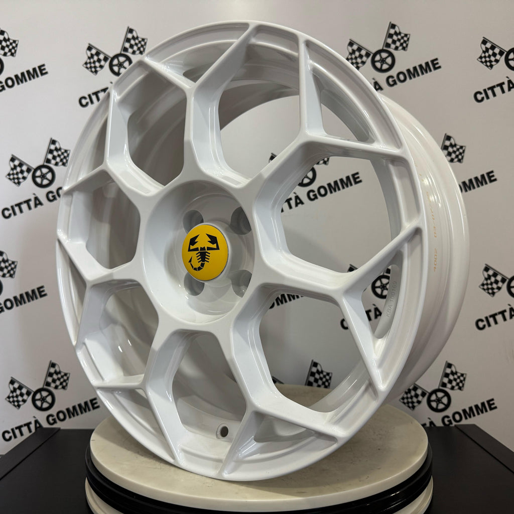 Set da 4 Cerchi in lega RACEWAY per Abarth 500 595 SS esseesse (LOGO GIALLO)