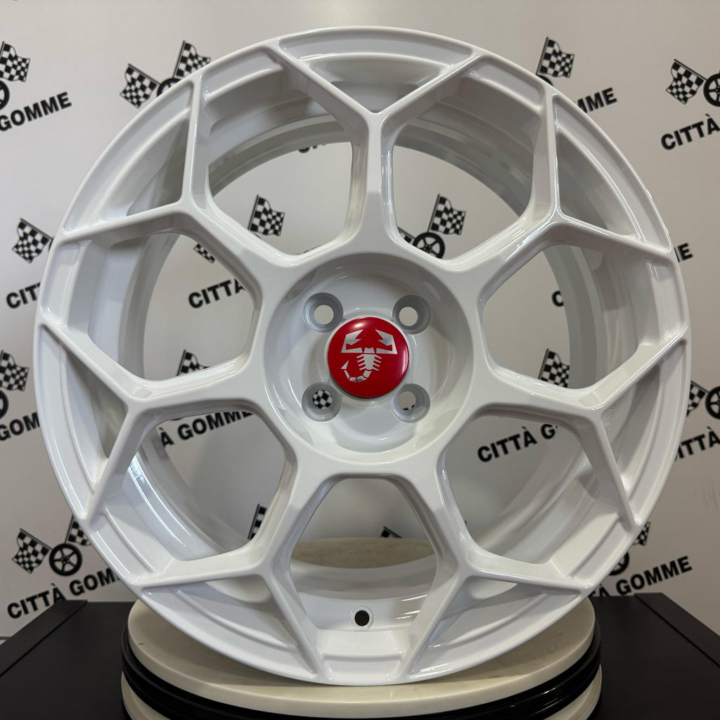 Set da 4 Cerchi in lega RACEWAY per Abarth 500 595 SS esseesse (LOGO ROSSO)