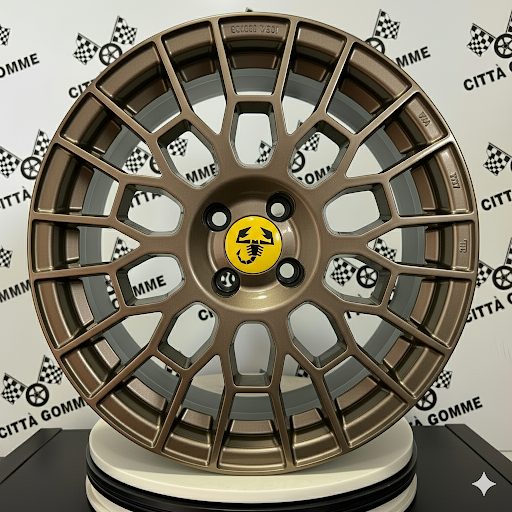 Set da 4 Cerchi in lega APX per ABARTH 500 500E (LOGO GIALLO)