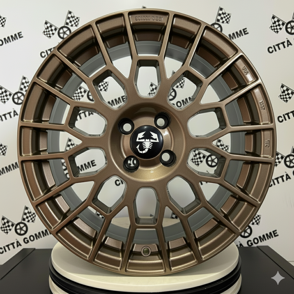 Set da 4 Cerchi in lega APX per ABARTH 500 500E (LOGO NERO)